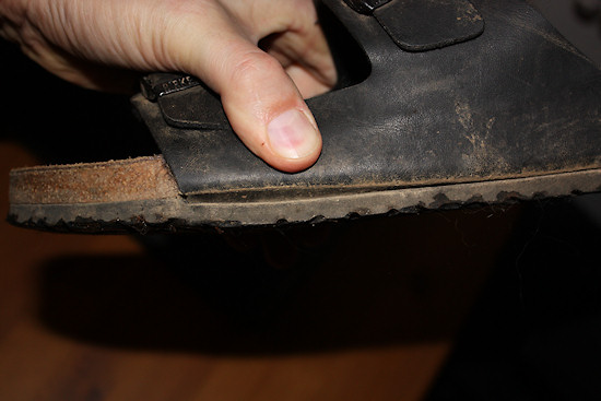 Linker Schuh-linke Seite