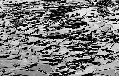 Eisschollen auf der Steinbachtalsperre, Euskirchen-Kirchheim, Naherholungsgebiet