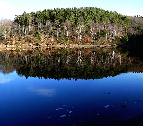 Steinbachtalsperre, Euskirchen-Kirchheim, Naherholungsgebiet, Eisspiegel